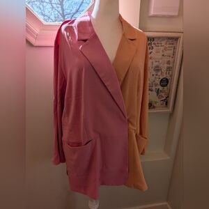Davi and Dani pink and orange color blocked blazer